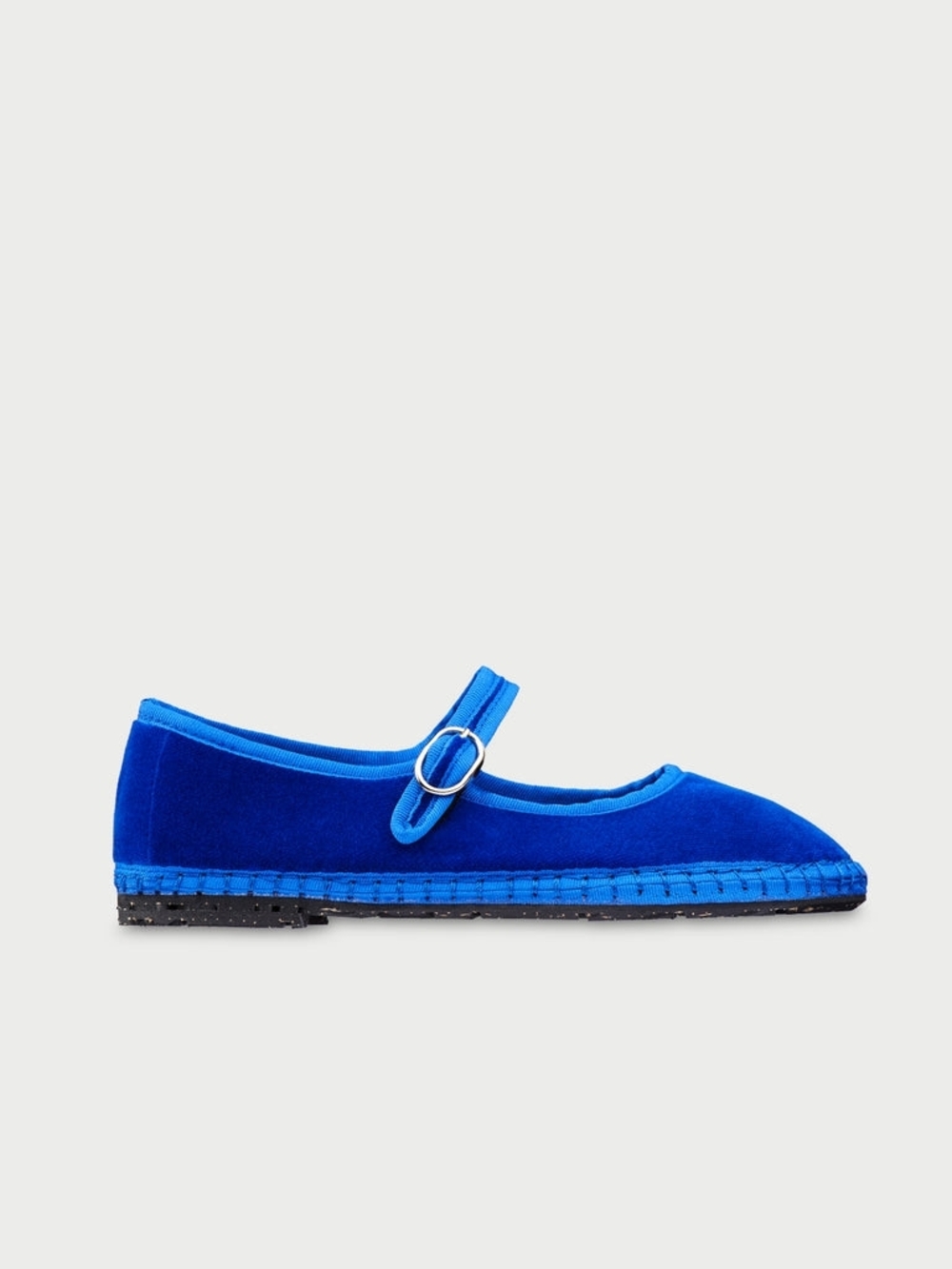Flabelus Blue Mary Jane Velour Flats